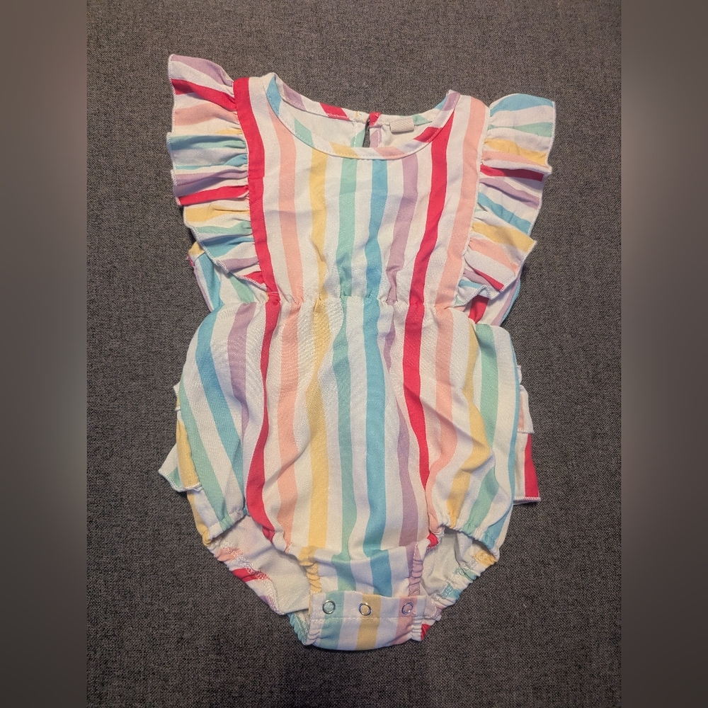 Rainbow Striped Kids Blouse with Ruffles
